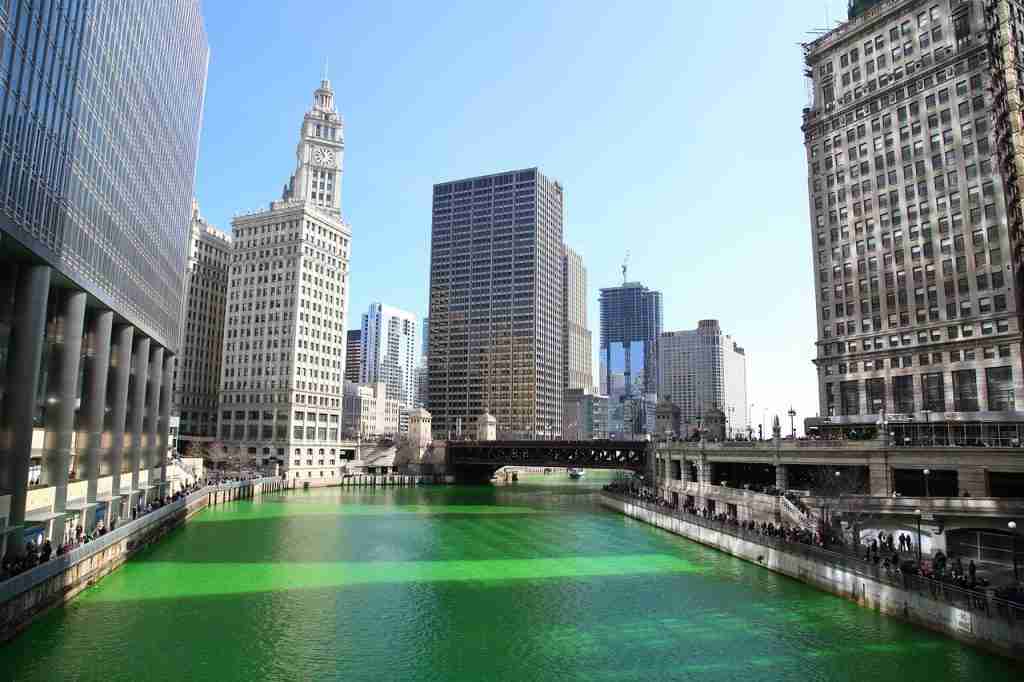 river green on St. Patrick's Day