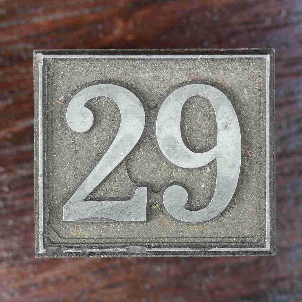 29 written on a square marble