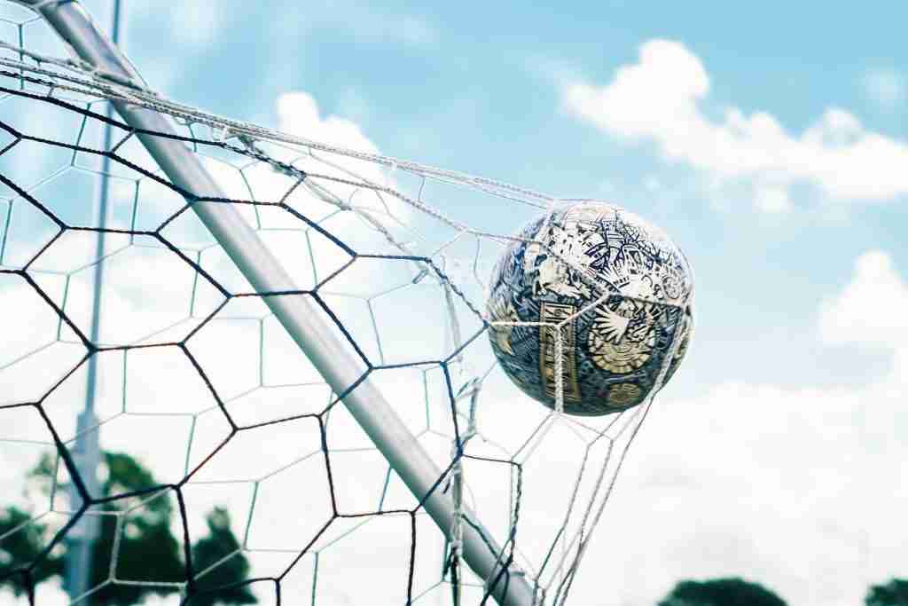 A football in a net