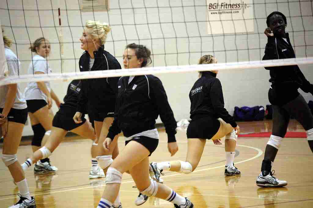 image of girls preparing for vollyball match