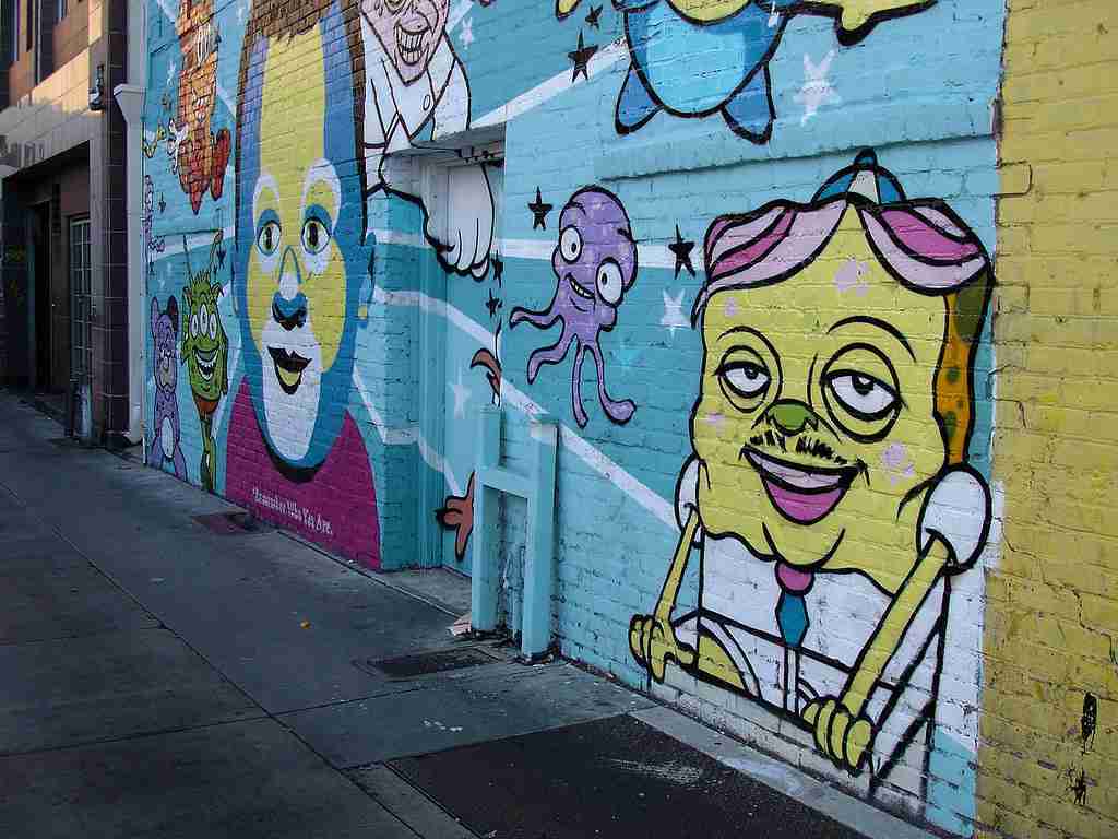 SpongeBob on a wall