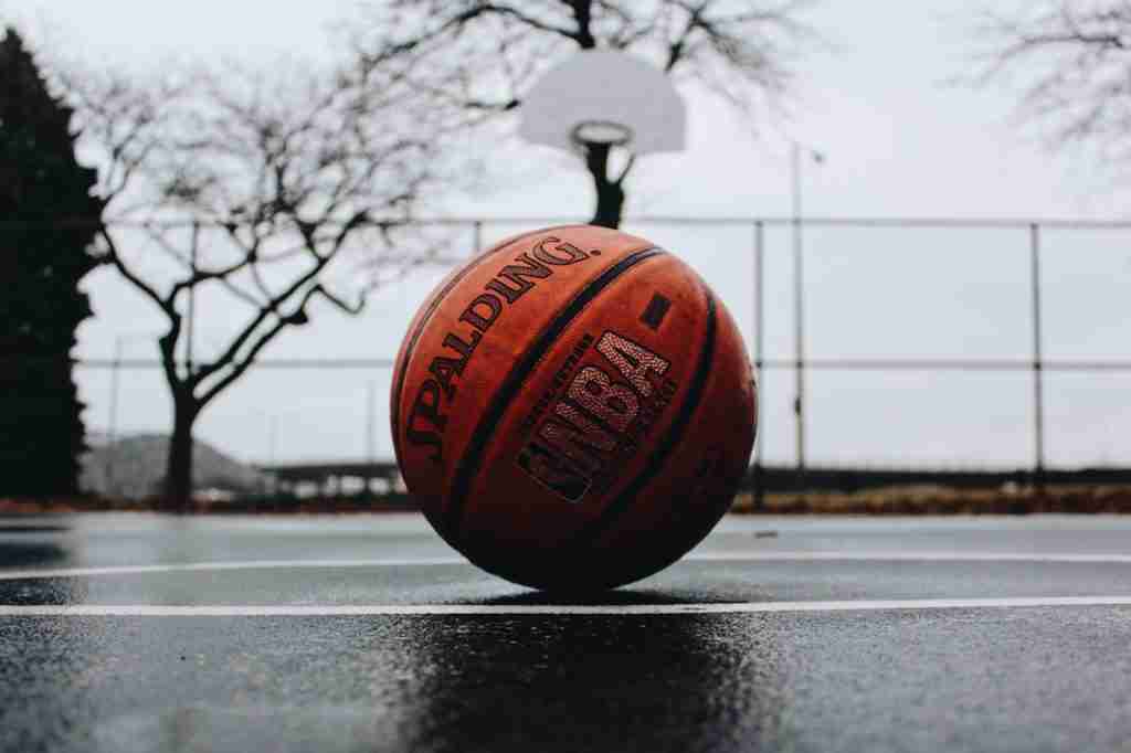 basketball in a basketball court