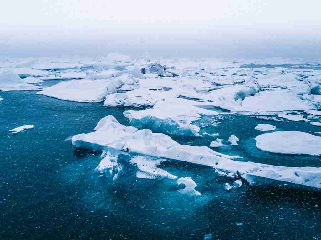 bird's-eye view of icebergs