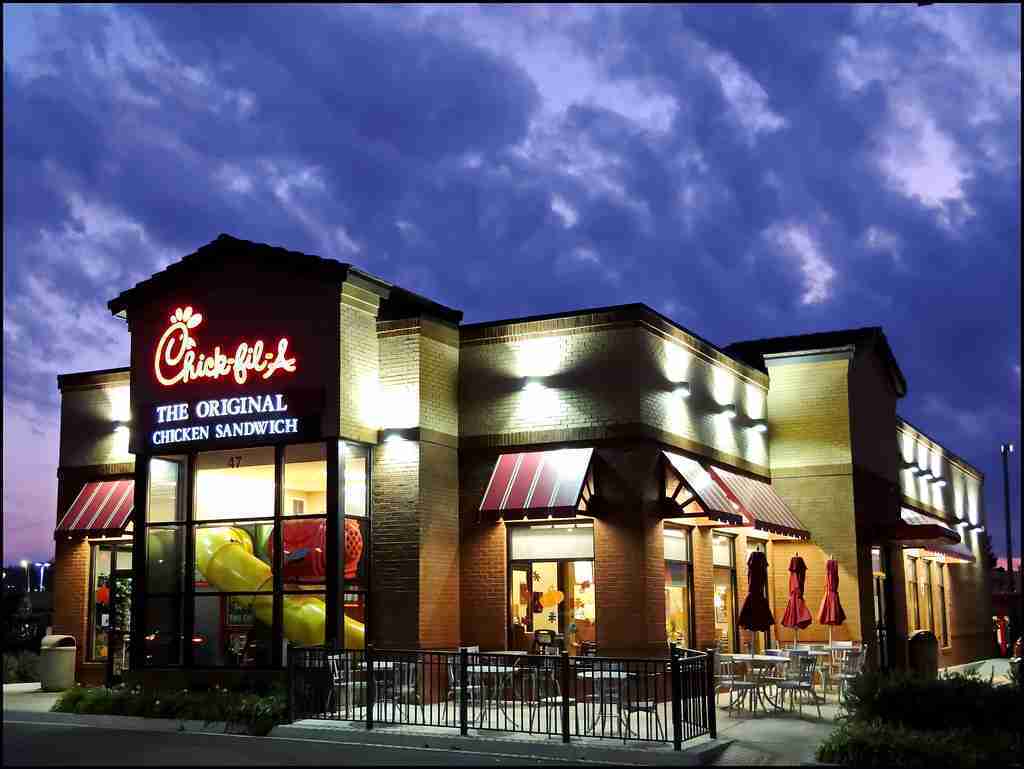 chick-fil-A restaurant at night