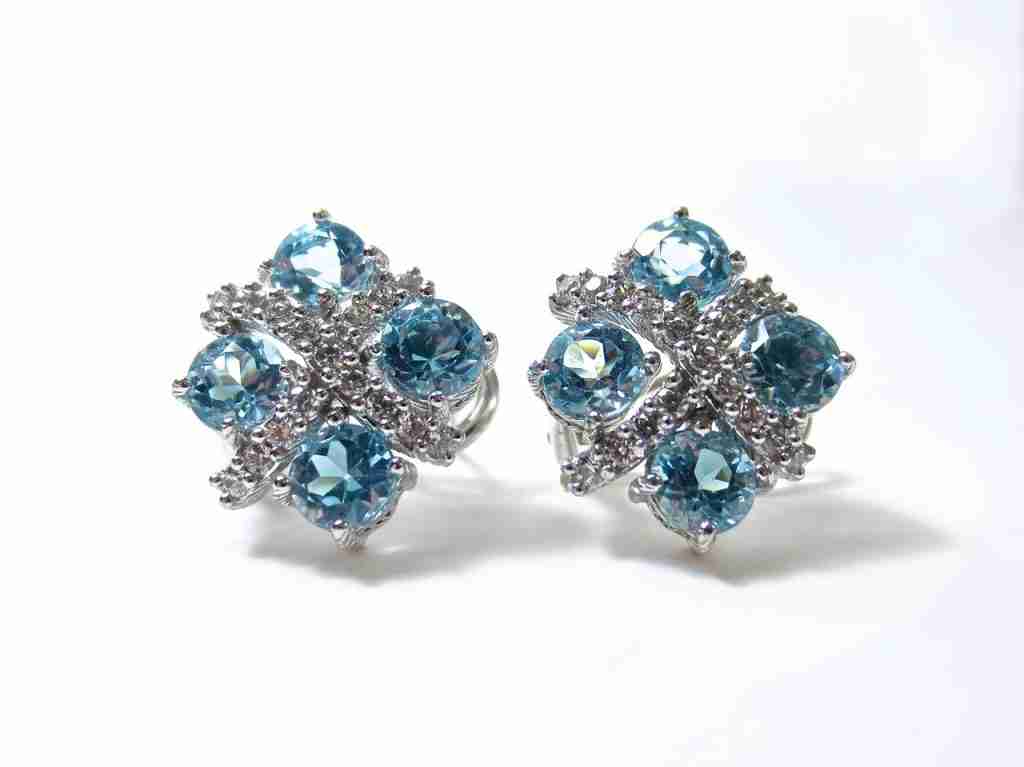 earrings, diamonds, blue