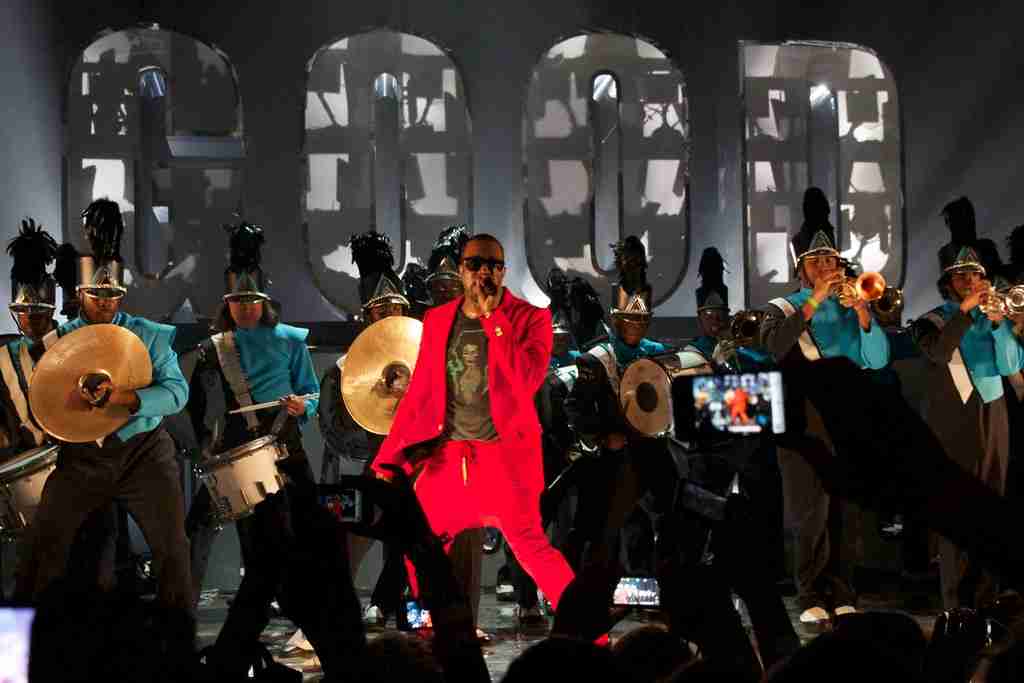 Kanye west performing at a concert