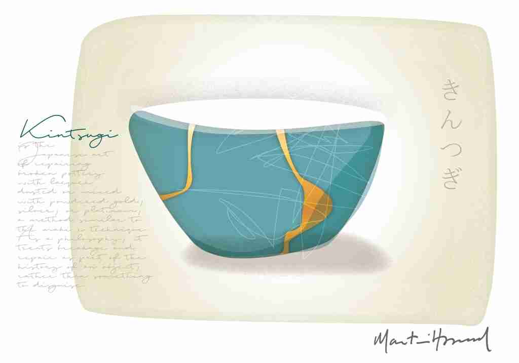 kintsugi bowl - teal